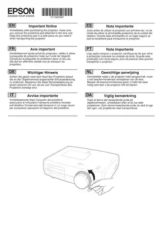 EPSON爱普生EH-TW5500 重要说明（镜头垫）